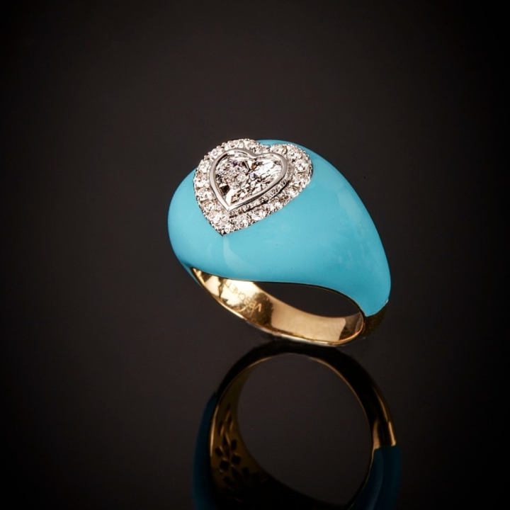 Arcobaleno, Diamond and inlay ring